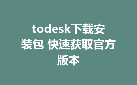 todesk下载安装包 快速获取官方版本