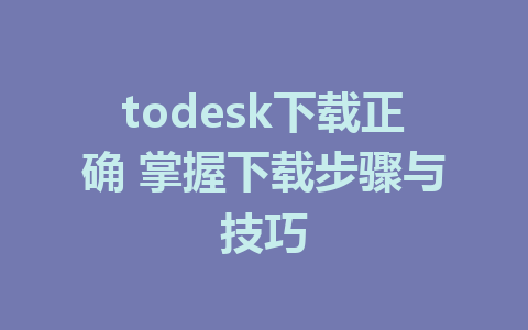 todesk下载正确 掌握下载步骤与技巧