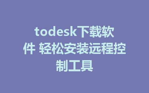 todesk下载软件 轻松安装远程控制工具