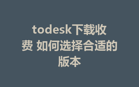 todesk下载收费 如何选择合适的版本