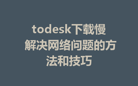 todesk下载慢 解决网络问题的方法和技巧