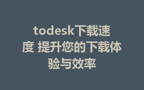 todesk下载速度 提升您的下载体验与效率