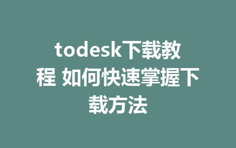 todesk下载教程 如何快速掌握下载方法