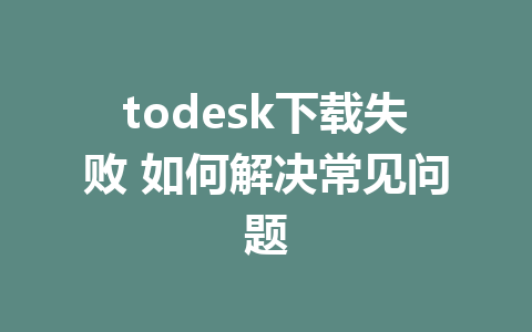 todesk下载失败 如何解决常见问题