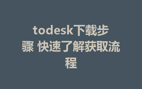 todesk下载步骤 快速了解获取流程