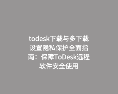 todesk下载与多下载设置隐私保护全面指南：保障ToDesk远程软件安全使用